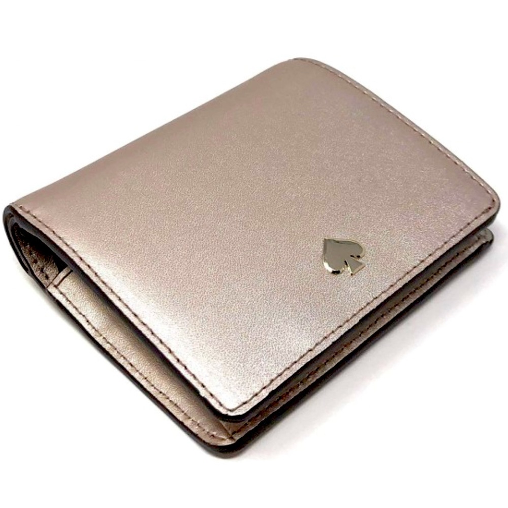 KATE SPADE♠️New York "Nadine" METALLIC BLUSH LEATHER SMALL BIFOLD WALLET🌟NWOT🌟